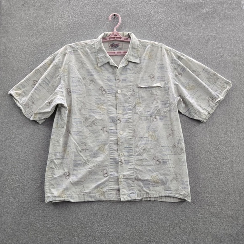 VINTAGE Quiksilver Coupe Deville Men Button Up Shirt L Logo Hawaiian 90s Y2K